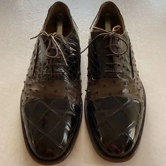 MAURI Men’s Genuine Alligator Leather Oxfords Size 11 M. Made in Italy. - Picture 1 of 11